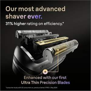 Afeitadora eléctrica Braun Serie 9 PRO+, afeitadora en seco y húmedo para hombres con 5+1 cuchillas ultrafinas de precisión, Pro SensoAdapt, hasta 60 min - Product Image 4