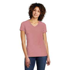 100% Cotton Plain Yellow Relaxed Short Sleeve Jersey V-Neck Relaxed V-Neck T-Shirt Ladies Fan - Product Image 6