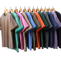 T-shirt vintage délavé FIVIQ en gros, coupe oversize, en jersey de coton/fibre de bambou, personnalisable sur le devant, décontracté, grande taille, respirant