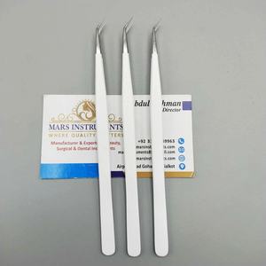 Pinzas de extensión de pestañas individuales blancas mate Punta puntiaguda de acero inoxidable con aislamiento de 45 grados - Product Image 5