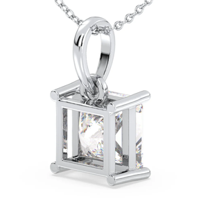 Pendentif solitaire en diamant cultivé en laboratoire en forme de princesse de 1.5 carats avec pendentif en or blanc 14 carats pour femmes bijoux - Product Image 4