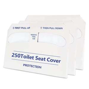 Cubierta de Asiento de Inodoro Desechable de Uso Público, Plegable en 2, de Pulpa Reciclada - Product Image 4