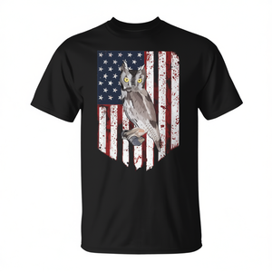 T-shirt unisexe à col rond et manches courtes avec impression numérique d'un diable des bois et drapeau américain, promotionnel - Product Image 2