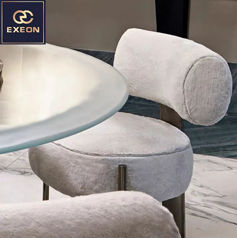 Французский высококачественный Повседневный бархатный диван из ягненка, современная мебель, дизайнерский белый обеденный стул