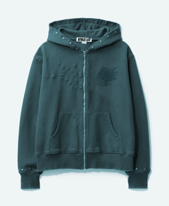 Sweat à capuche Streetwear personnalisé de haute qualité pour hommes Vintage Double couche lavage à l'acide soleil délavé en détresse soleil délavé à capuche en détresse - Product Image 1