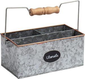 Best Sale <b>Kitchen</b> Rectangle Utensils Holder Galvanized Storage Holder For <b>Kitchen</b> Counter <b>Table</b> - Product Image 1