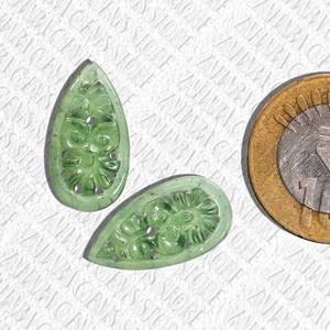 Serpentine naturelle verte haut de gamme sculptée paire de pierres précieuses en vrac pour divers bijoux utilise un produit de sculpture en vrac - Product Image 3