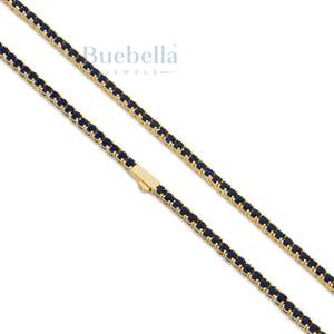 Collar de cadena de tenis de zafiro de diamante de moissanita de 5mm chapado en oro de 14 quilates de plata 925 para hombres - Product Image 3