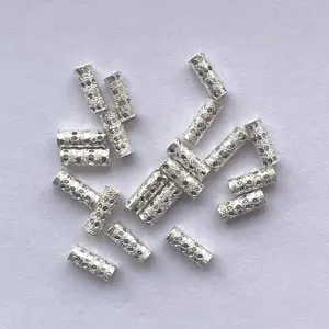 4mm 10mm 925 Sterling Silver Big Hole Handmade Designer Tubo Forma Beads Longo Espaçador Bead Jóias Fazendo Charme Real Alibaba 2023