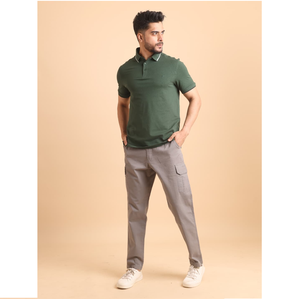 Piqué mercerisé élégant pour col polo demi-manche T-Shirt motif solide confortable 100% coton Olive tricoté tissu pour tout - Product Image 1