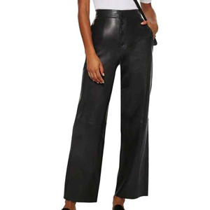 Pantalon en cuir pour femme, décontracté, doublé en polaire, style rétro mat, taille haute, élégant et tendance pour l'automne et l'hiver - Product Image 1