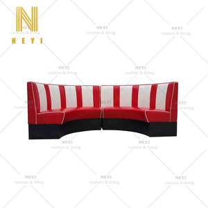 NEYI Custom <span class=keywords><strong>Retro</strong></span> 1950 Catering Food Booth Venta caliente Antique Tan Pizza Tulip Cafetería Comedor Mesa Silla Escuela Hotel Gimnasio Dormitorio - Product Image 1