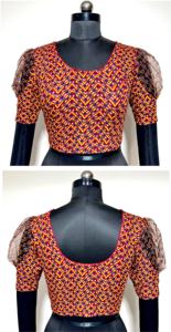 Blusa formal de verano modesta moderna Camisa de seda suave con patrón abierto frontal de nudo hermoso con estampado bordado Listo para usar - Product Image 3