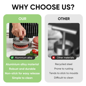 เครื่องกดเนื้ออะลูมิเนียมอัลลอยด์แบบใช้มือ 3 ช่อง พร้อมด้ามจับไม้ อุปกรณ์ทำอาหารในครัวที่ปรับแต่งได้ - Product Image 2