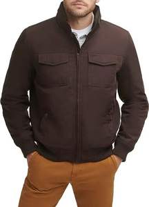 Servicio OEM, Chaqueta Bomber de Invierno para Hombre, de Alta Calidad, con Cuello Alto, Diseño de Logotipo Personalizable, Bolsillo Frontal en el Pecho, de Lona - Product Image 2