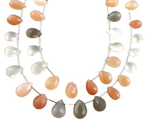 Perlas microfacetadas en forma de pera, piedra Natural de múltiples piedras de Luna facetadas en forma de pera GHemstone Briolette, venta al por mayor - Product Image 1
