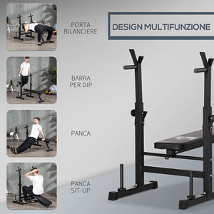 Banc de musculation pliable HOMCOM avec 8 hauteurs réglables et support d'haltères en acier et PU, 140x73x98-122 cm, noir - Product Image 4