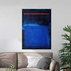 Arte Abstracto Moderno en Lienzo Azul Oscuro, Impresión Inspirada en Rothko para Decoración del Hogar, Enmarcado en Lienzo - Product Image 1