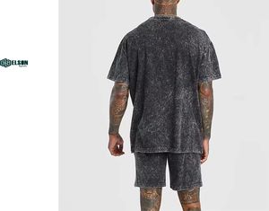 Best Quality Summer Custom logo Gym tank <b>Top</b> <b>and</b> <b>Shorts</b> Two Piece <b>Sets</b> Tracksuit Oversized Acid Wash <b>Short</b> <b>Sets</b> for <b>Men</b> - Product Image 4