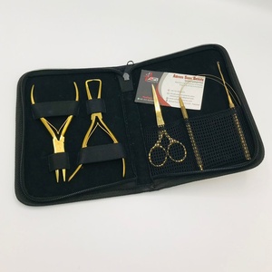 Kit d'outils pour extensions de cheveux en acier inoxydable plaqué or de qualité chirurgicale, écologique, micro-perles, applicateur, pinces de retrait - Product Image 1