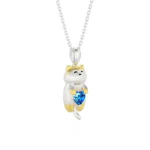 Collier pendentif chat souriant en argent sterling bicolore Jeulia - Product Image 2