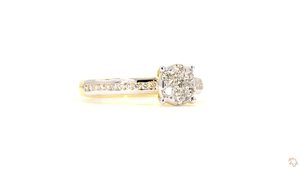 Anillo de Diamantes de Lujo con Racimo de Oro para Mujer, Elegante Banda de Oro y Plata de Dos Tonos, Regalo de Compromiso, Boda, Novia - Product Image 6