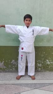 9 OZ KARATE GI WITH <b>WHITE</b> <b>BELT</b> at WHOLE SALES PRICES - Product Image 2