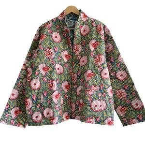 Chaqueta acolchada Reversible con estampado floral bohemio para mujer, estampado a mano, estilo indio Vintage, manga larga, relleno de algodón, Invierno - Product Image 1