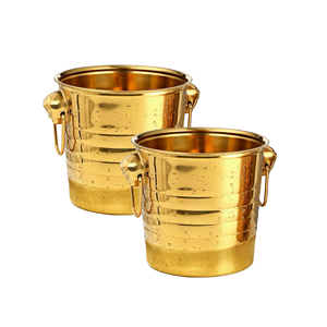Ensemble de 2 Seau à Glace pour Vin Martelé à la Main Moderne, Luxe, Élégant, Refroidisseur en Métal, Idéal pour les Fêtes, Fournisseurs Indiens en Gros - Product Image 4