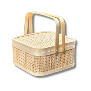 PANIER CADEAU EN BAMBOU Écologique Durable, Réutilisable et Parfait pour les paniers de fruits, les pique-niques ou le rangement Décoration intérieure - Product Image 1