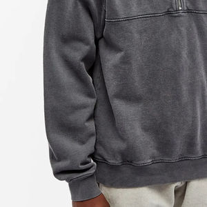 Sudadera térmica de gran tamaño con logotipo personalizado lavado ácido 100% algodón media cremallera sudaderas con capucha para hombre Sudadera con capucha y cremallera - Product Image 6