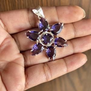 Dijes de Amatista Clásicos Plateados a la Moda al por Mayor, Joyería de Amatista Púrpura Confiable con Engaste de Latón - Product Image 3