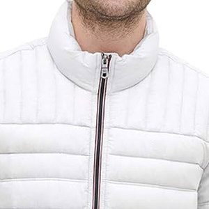 Chaquetas acolchadas con cremallera de Color blanco liso de calidad superior 2025 para hombre, chaqueta de burbuja acolchada con cuello levantado de tela de poliéster personalizada - Product Image 6
