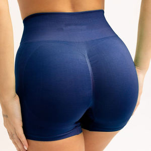 Pantalones Cortos Deportivos de Cintura Elástica para Mujer, Venta al Por Mayor con MOQ Bajo, Cintura Alta, Logotipo Personalizado, Tela Lavada con Encaje, para Yoga y Running - Product Image 5