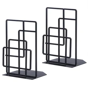 Modern High Selling Pair of Black Iron <b>Note</b> Metal Bookends <b>Book</b> Ends <b>Book</b> Holder for Home School Office Stationery Usage - Product Image 1