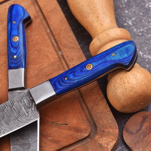 Juego de Cuchillos de Chef Damasco Hechos a Mano con Madera Pakka Personalizada, Cuchillos y Herramientas de Cocina Personalizadas - Product Image 3