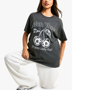 Camisetas de poliéster y algodón con estampado personalizado de alta calidad para mujer, camiseta ajustada suave con gráfico de logotipo personalizado para mujer - Product Image 2