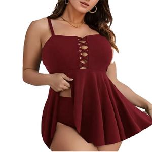 ¡Grandes Ofertas! Nuevo Bikini de Dos Piezas con Shorts de Cintura Alta para Mujer, Talla Grande, Sexy, Color Sólido, Estilo Halter con Tiras - Product Image 3