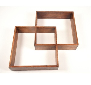 Fashionable Traditional Shape Floating Polygon Double Tier Multifunction Wood Wall <b>Shelves</b> Living Room Furniture Panel <b>Shelf</b> - Product Image 4