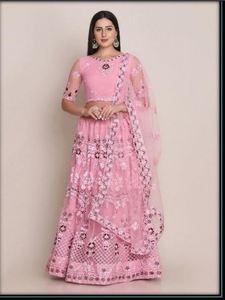 ชุดเลเฮนกาโชลีผ้าเน็ตคุณภาพเยี่ยม สไตล์อินเดีย ราคาดีที่สุด - Product Image 4