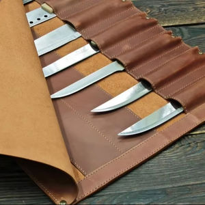 Portable <b>Rolling</b> Genuine Leather Durable OEM Vintage Chef Knife <b>Backpack</b> Case LKR-0260 - Product Image 1