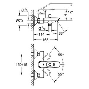 Robinet mélangeur thermostatique LOOP 20 en laiton poli chromé pour salle de bain et douche - Product Image 5