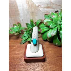 Scott Skeets Kingman Turquoise & Platinum Sterling Silver <b>Adjustable</b> Fine Jewelry <b>Ring</b> Smooth Cut Gemstone for Everyday Wear - Product Image 1
