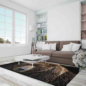 Alfombra con Estampado de Animales Salvajes - Diseño de Oso Pardo para Decoración de Oficina, con Pelo Suave - Product Image 3