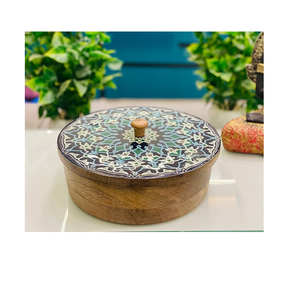 หม้อไม้ที่มีฝาปิดพิมพ์ลายเคลือบเพื่อแสดงความรักจากวัสดุธรรมชาติ - Product Image 5