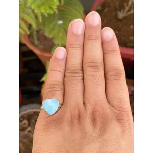 925 <b>Silver</b> Larimar Heart <b>Ring</b> Vintage Dainty Gemstone Jewelry with Zircon Cute and Everyday Wear for <b>Men</b> Promises Weddings - Product Image 4