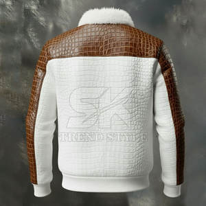 Chaqueta de Cuero con Estampado de Cocodrilo para Hombre de Alta Calidad, Prenda Exterior de Cuero con Diseño Moderno y Elegante, Chaqueta de Cuero con Textura de Cocodrilo para Hombre - Product Image 5