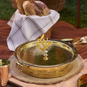 Cazuelas Redondas Metálicas Árabes, Cazuelas de Alta Calidad para Calentar Comida en la Mesa, Ollas para Uso en la Cocina, Color Dorado Plateado - Product Image 1