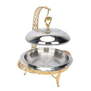 Elegante plato de frotamiento de cobre martillado, calentador de comida decorativo para Buffet con soporte de Metal fuerte para banquete, boda, fiesta, restaurante - Product Image 3