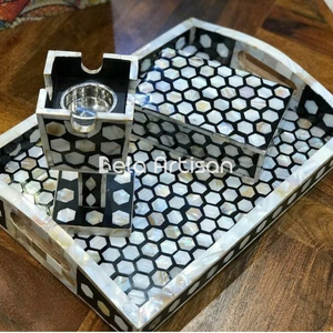 Ensemble de brûleurs Bakhoor Hexa Luxe avec incrustation en nacre Ensemble de plateaux de qualité supérieure 3 pièces - Product Image 3